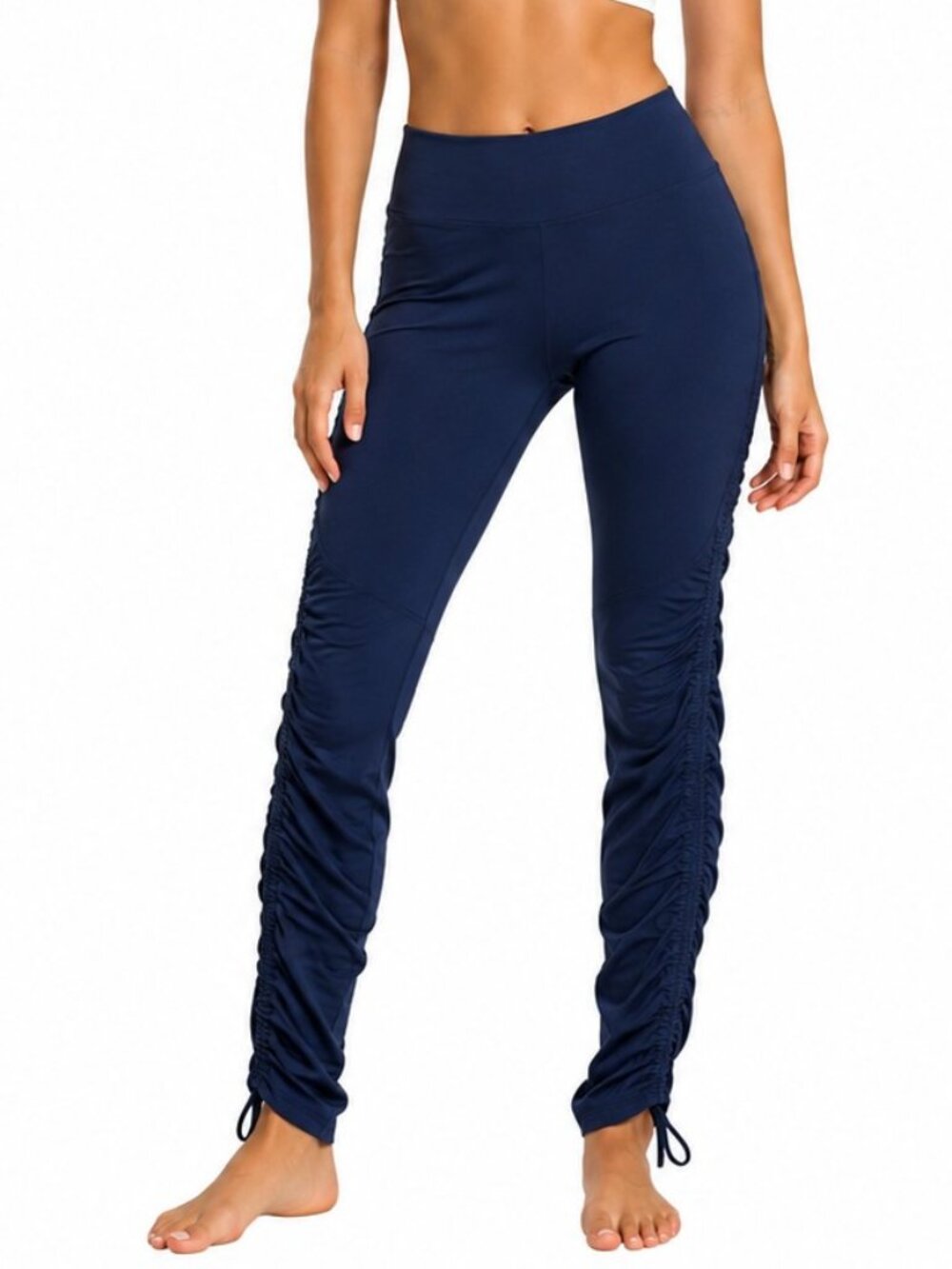 Fabletics Cashel‎ Leggings Size XL Navy Blue Foldover PureLuxe Ruched Gym Yoga